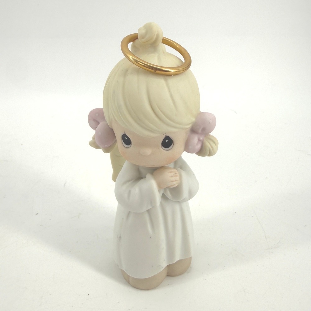 Precious Moments Figurine Angel 2005 White Praying Halo 283452 PMI Signed Sam B
